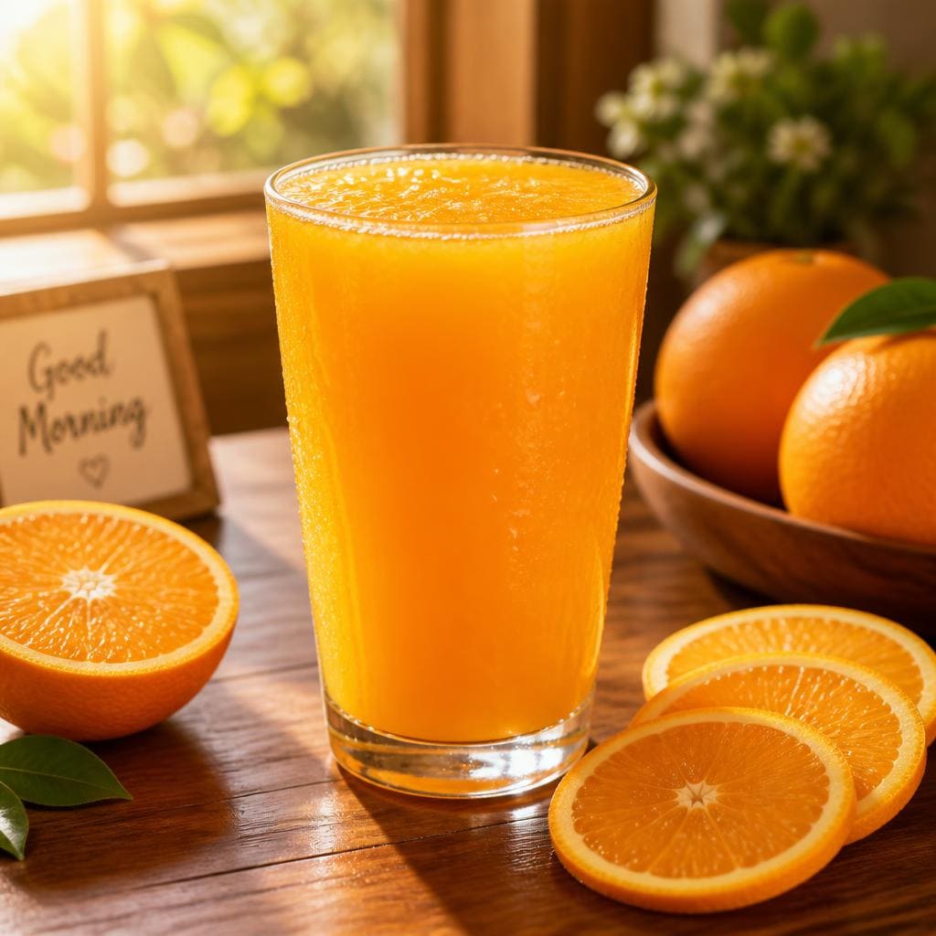 With Pure Orange Juice Te Sate dengan kelapa muda dan jeruk segar